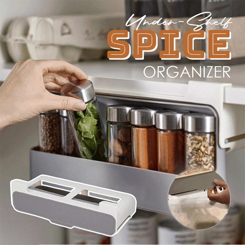 Your Easy Home Wall-mounted Under-Shelf Spice Organizer